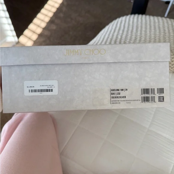 Jimmy Choo Silver Metallic Mesh Bow Slingback Heels - Picture 9 of 9